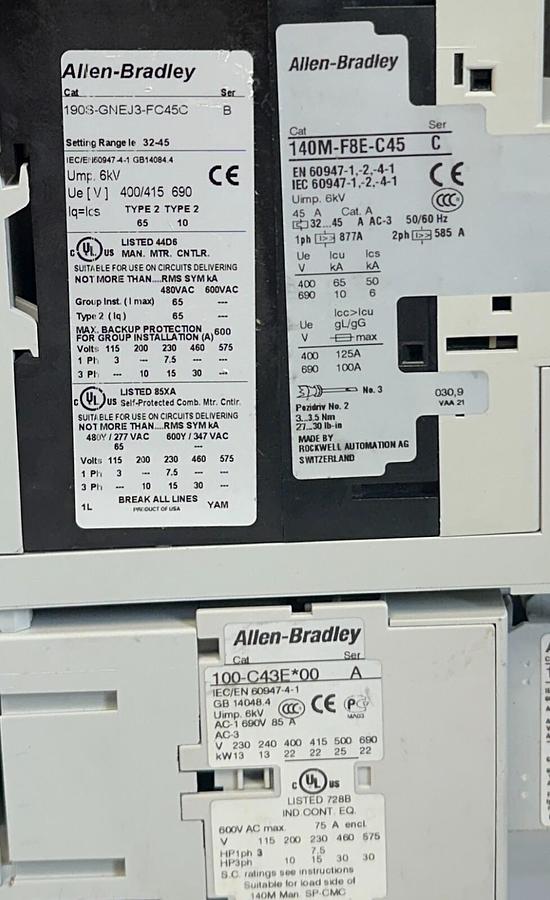 Used NEW ALLEN BRADLEY 190S-GNEJ3-FC45C /B COMPACT STARTER W/ BREAKER 32-45A NSNP