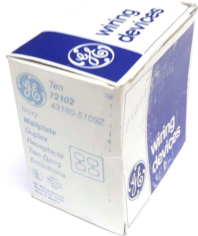 Used NEW GENERAL ELECTRIC 72102 IVORY WALLPLATE DUPLEX TWO GANG SMOOTHLINE BOX OF 10
