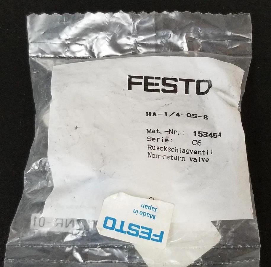 Used NEW FESTO HA-1/4-QS-8 (153454) CHECK VALVE SERIE: C6