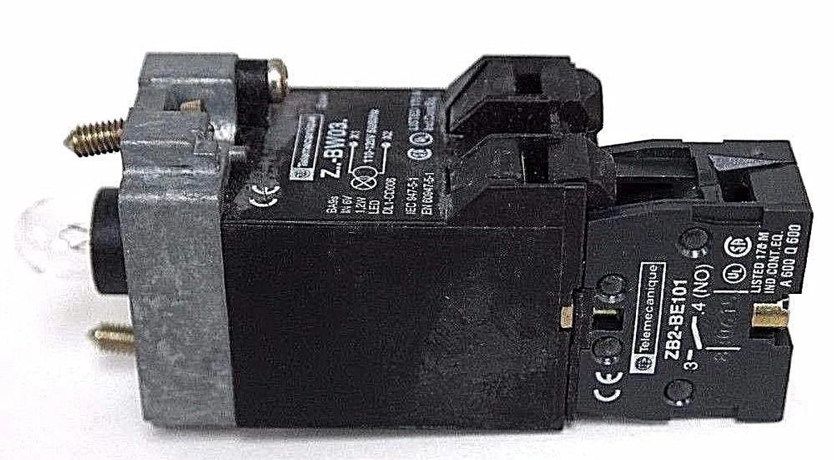 Used NIB TELEMECANIQUE ZB2BW031 25317 LIGHT MODULE 120VAC TRANSF W/ ZB2-BE101 CONTACT