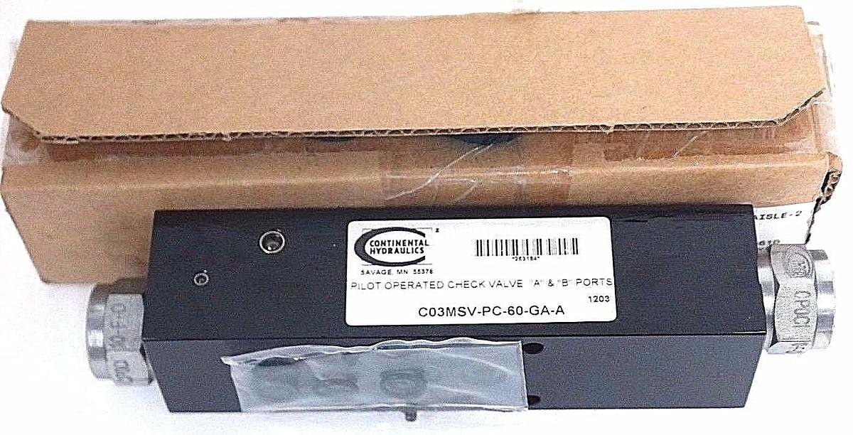 Used CONTINENTAL HYDRAULICS C03MSV-PC-60-GA-A PILOT OPERATED CHECK VALVE A&B PORTS