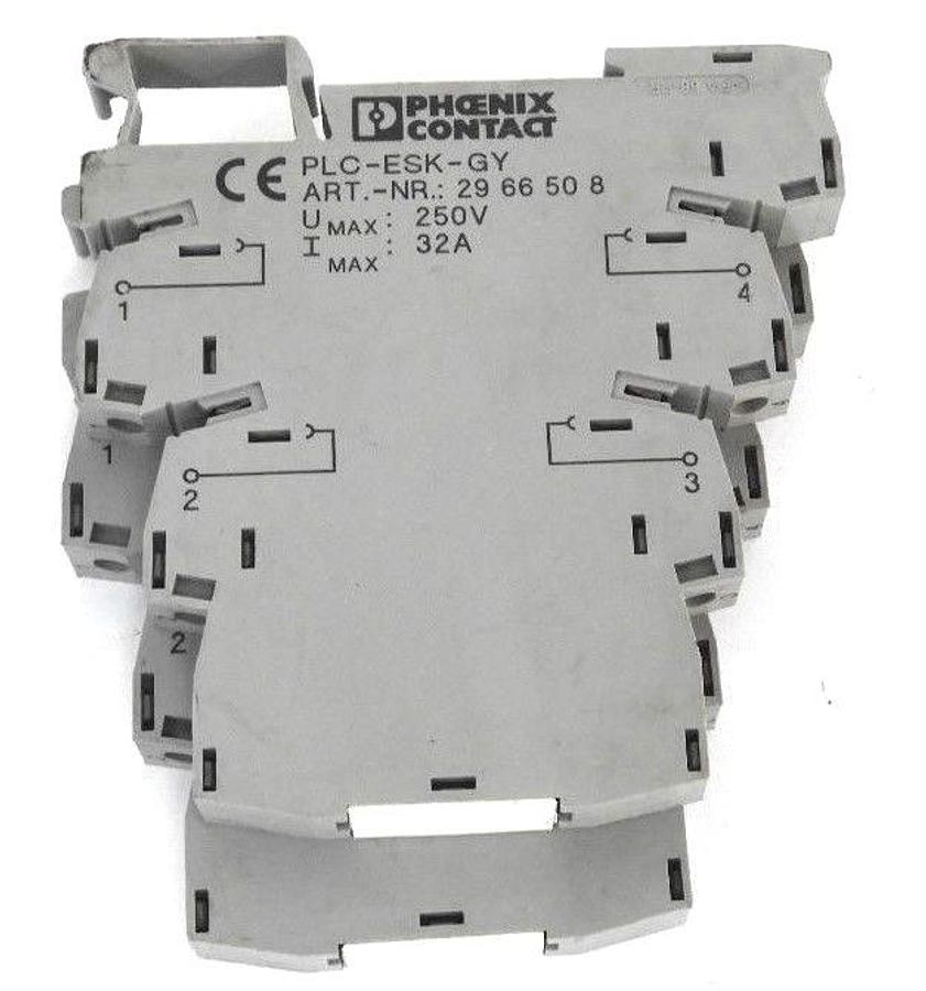 Used LOT OF 3 PHOENIX CONTACT PLC-ESK-GY TERMINAL BLOCKS ART. NR. 2966508 25V, 32A