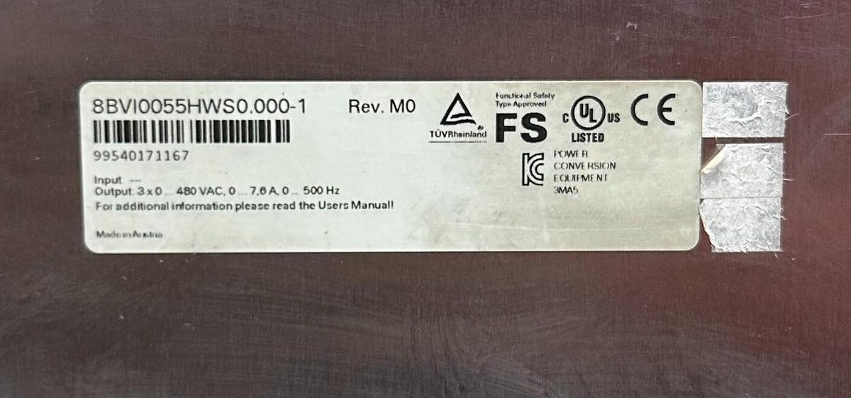 Used B&R 8BVI0055HWS0.000-1 / 8BVI0055HWS00001 ACOPOS multi I0055S DRIVE 480VAC USNP