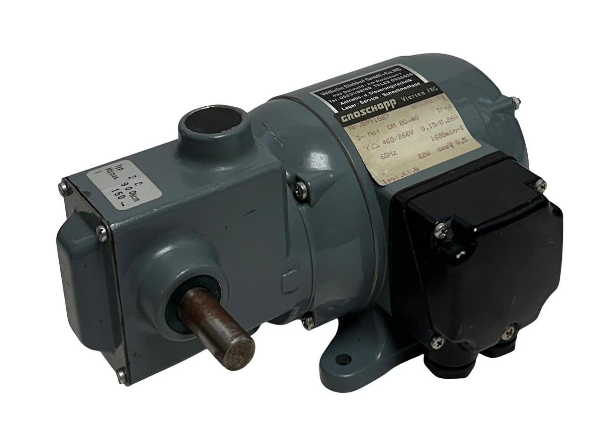 Used GROSCHOPP DM 80-40 / DM8040 GEARMOTOR Z2 460/266V 60Hz 22W WK0902101 900Ncm NSNP