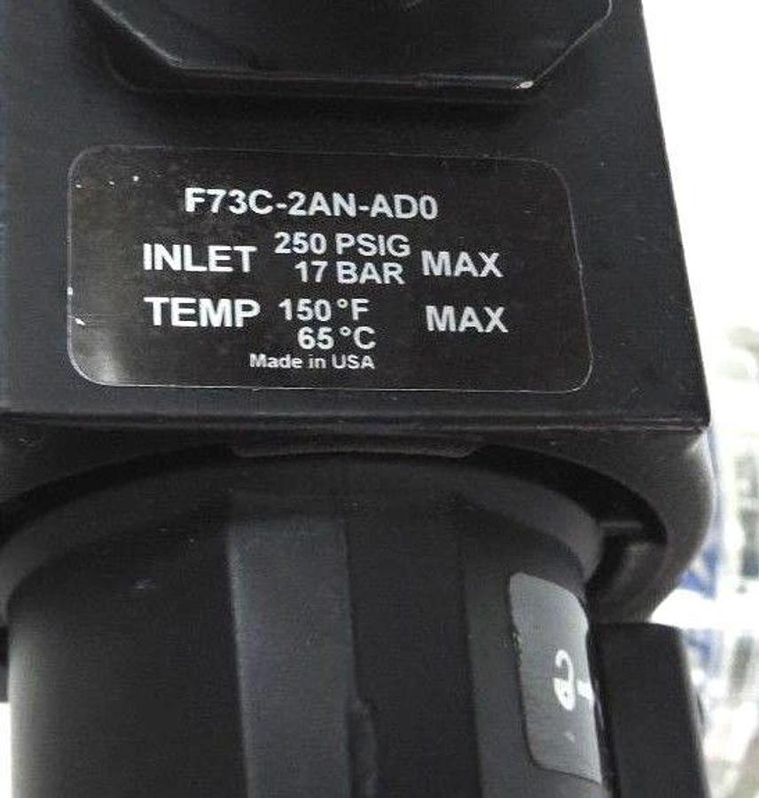 Used NORGREN F73C-2AN-AD0 PNEUMATIC FILTER ASSY. W/ WILKERSON R21-02-000B REGULATOR