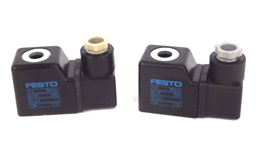 Used LOT OF 2 NEW FESTO MSG-24 SOLENOID COILS 3599, 24VDC, 11W