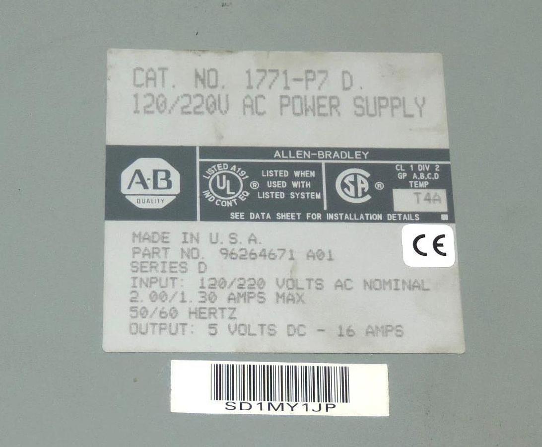 Used LOT OF 3 ALLEN BRADLEY 1771-P7 POWER SUPPLY MODULES SER. B, SER. D