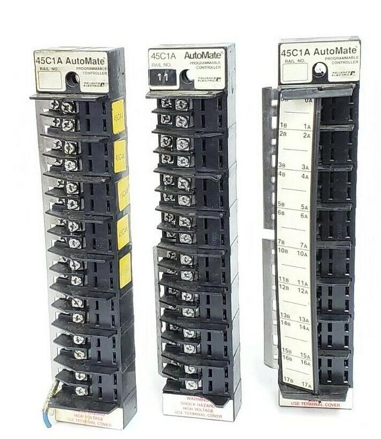 Used LOT OF 3 RELIANCE ELECTRIC 45C1A AUTOMATE I/O RAILS 802802-2 15097 10A 250V