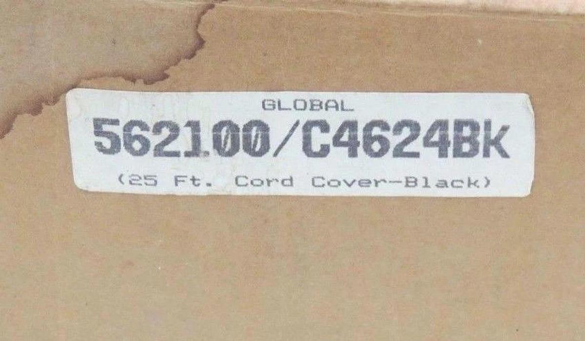 Used NEW GLOBAL 562100/2 CORD COVER C4624BK 25' WITH DOUBLE SIDED TAPE 88070
