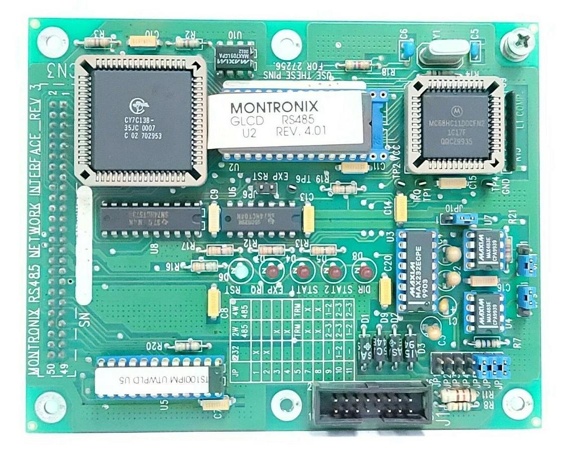 Used MONTRONIX RS485 NETWORK INTERFACE REV. 3 BOARD GLCD RS485 U2 REV. 4.01