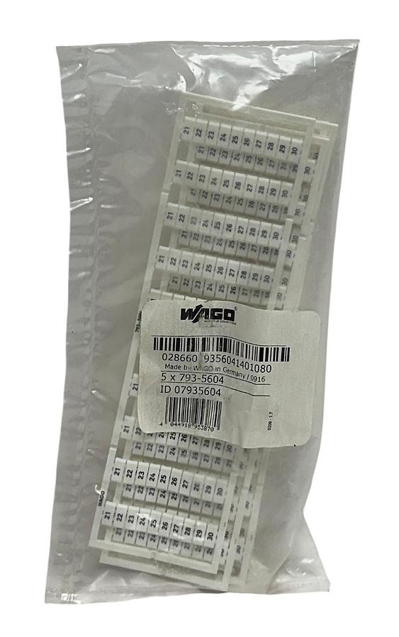 Used 5 WAGO 793-5604 / 07935604 WMB MARKING CARDS 21-30 SNAP-ON STRETCHABLE NSFS