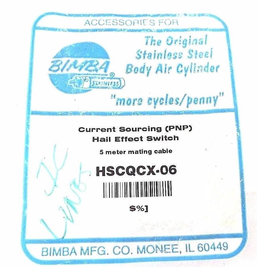 Used NIB BIMBA HSCQCX-06 HALL EFFECT SWITCH 5 METER MATING CABLE W/ D-35875-8
