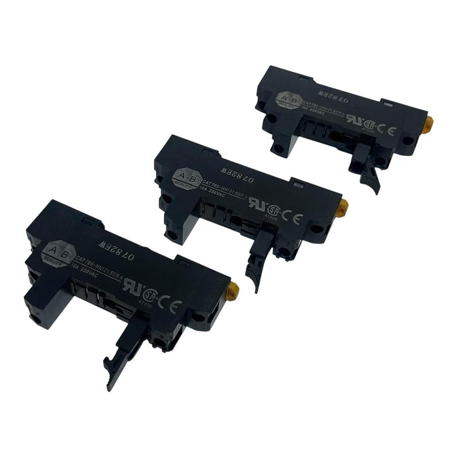 Used Lot of 3 - Allen-Bradley 700-HN121 Ser. A Relay Socket Bases - NEW SURPLUS