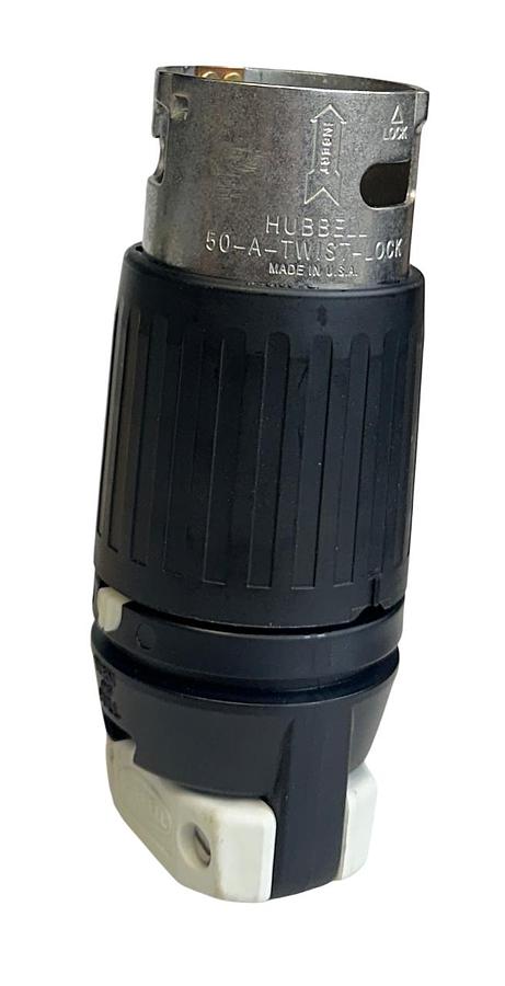 Used HUBBELL CS8165C INSULGRIP TWIST-LOCK PLUG 50A 3PHASE 480VAC 3-POLE 4-WIRE NSMP