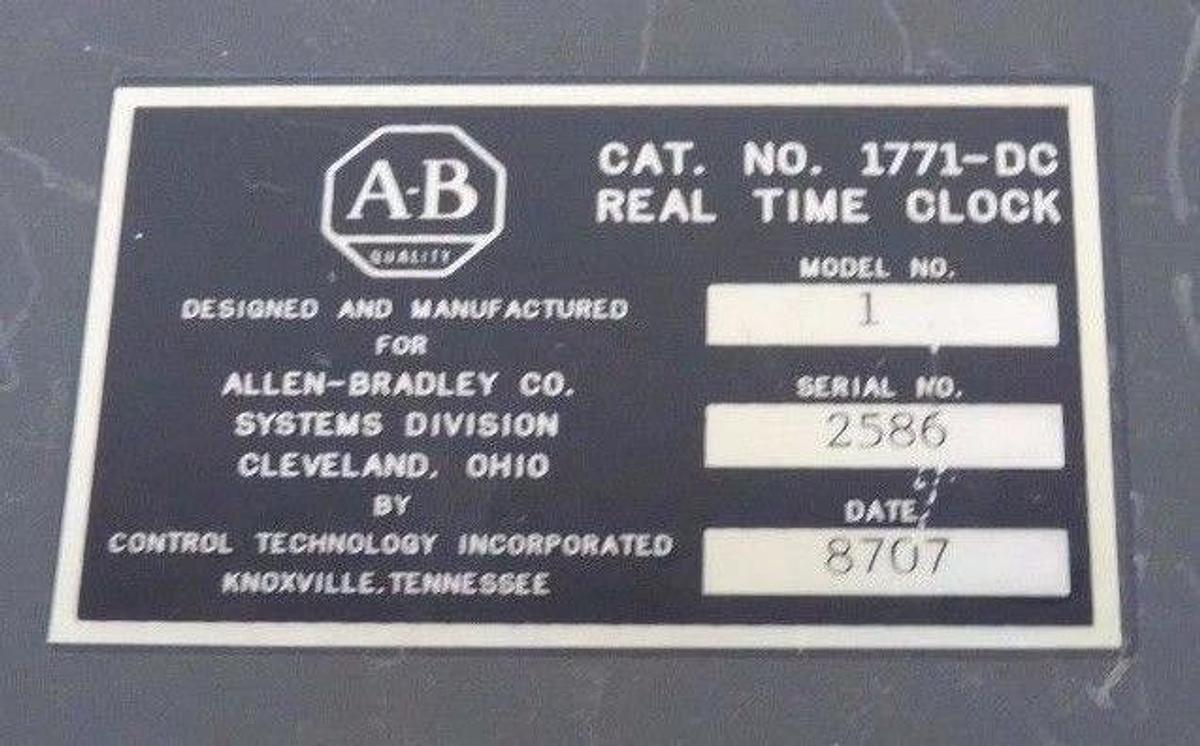 Used ALLEN BRADLEY 1771-DC REAL TIME CLOCK 1771DC MODEL NUMBER 1