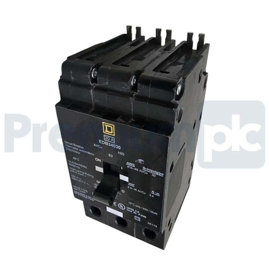 Square D EDB34030 30A 3P 480Y/277V E-Frame Mini Circuit Breaker Bolt-On NSNP 785901875260