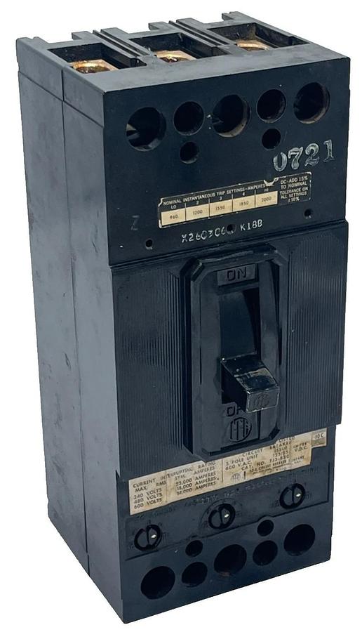 Used ITE FJ3-200 CIRCUIT BREAKER 200 AMP 3 POLE 600 VAC
