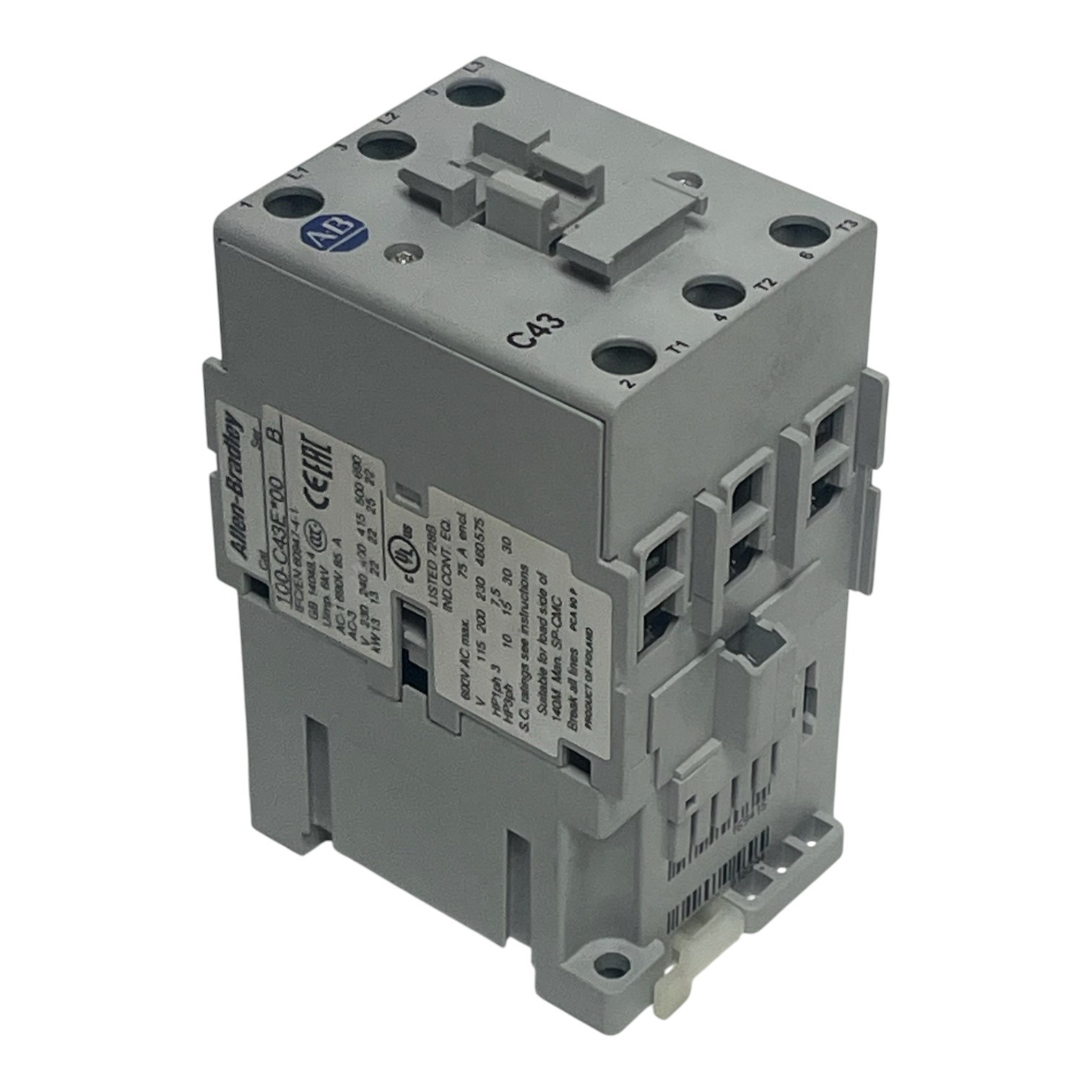 Used Allen-Bradley 100-C43E*00 Ser B Contactor 3-Pole 43A 24V DC 100C43E00