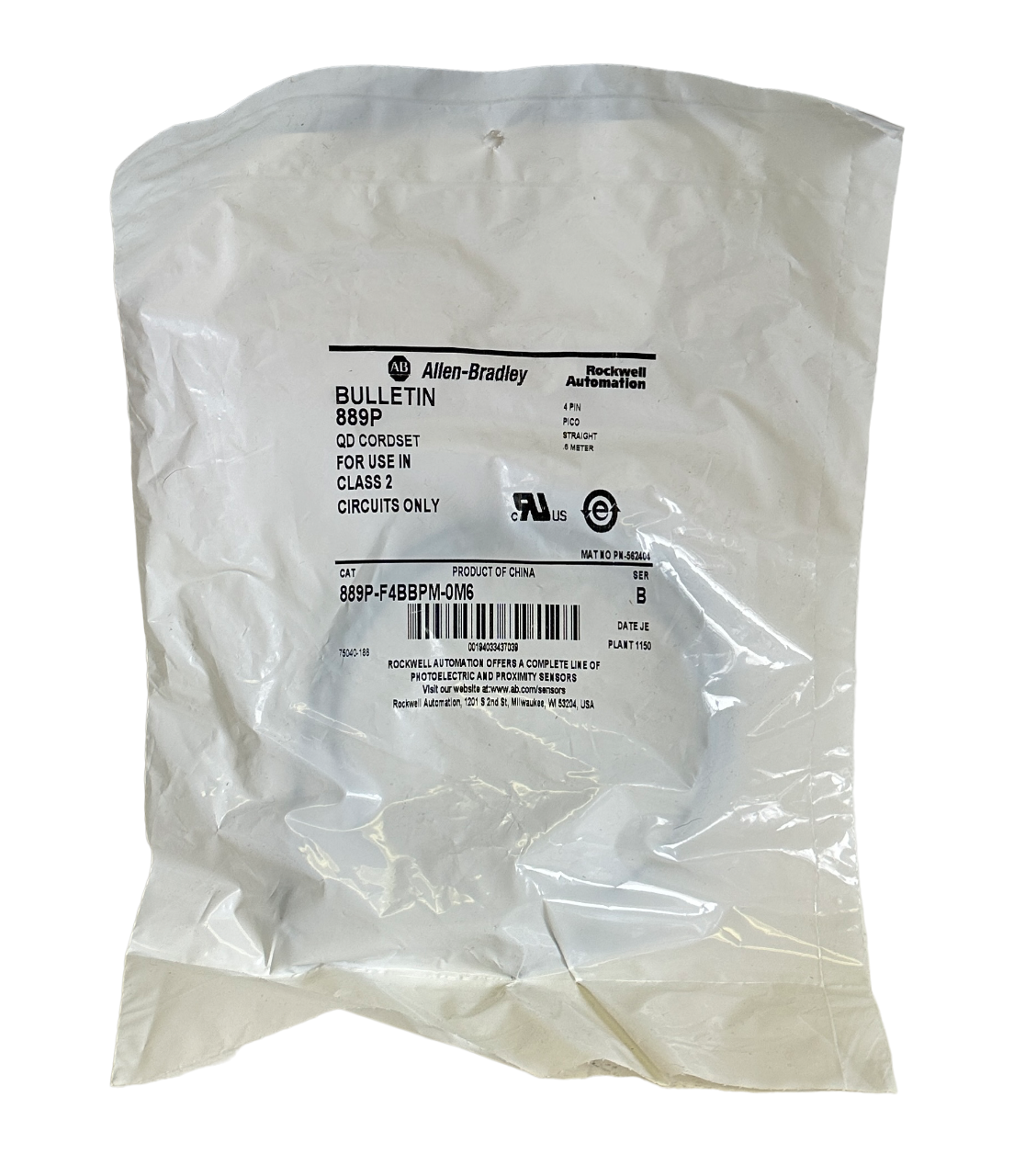 NEW ALLEN BRADLEY 889P-F4BBPM-0M6 /B Pico QD CORDSET 4-PIN 0.6M 889PF4BBPM0M6