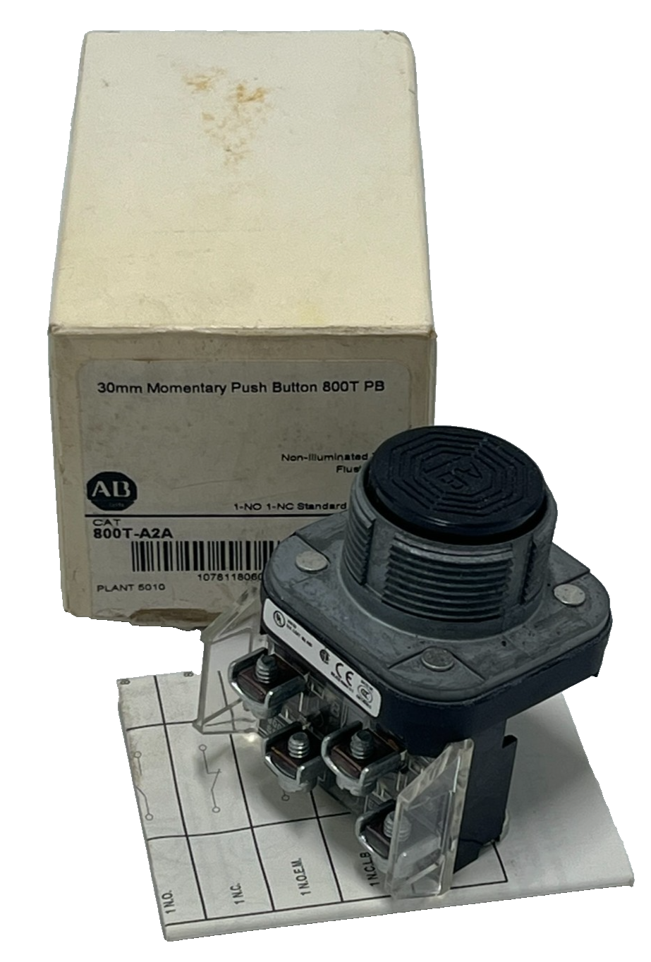 Used ALLEN-BRADLEY 800T-A2A Ser. T Flush Blue Pushbutton Momentary 30.5mm 800TA2A