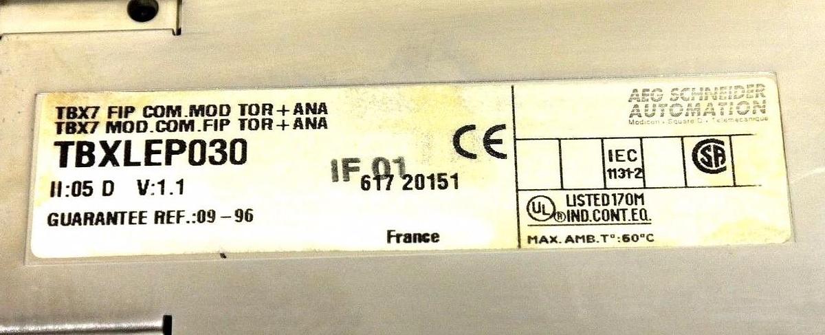 Used SCHNEIDER MODICON/TELEMECANIQUE TBXLEP030 TBX7 TOR+ANA FIP COM.MOD TBX-LEP-030