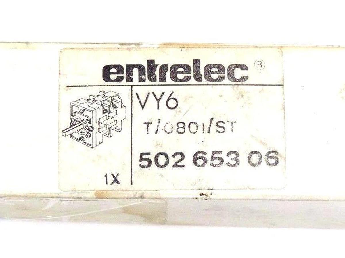 NIB ENTRELEC VY6 T/0801/ST ROTARY SWITCH 600VAC, 6A, 2HP, 3PH, VY6