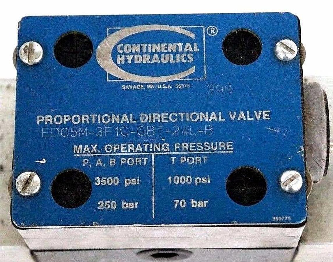 Used NEW CONTINENTAL HYDRAULICS ED05M-3F1C-GBT-24L-B PROPORTIONAL DIRECTIONAL VALVE