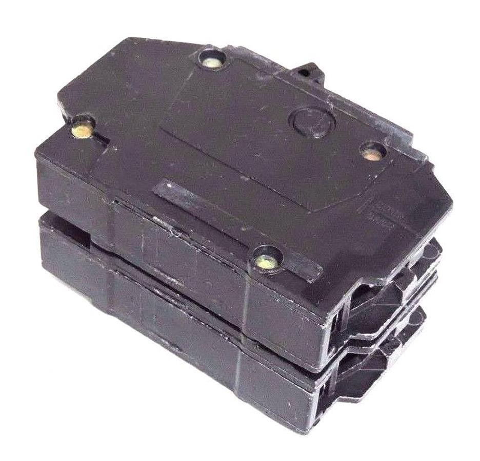 Used 2 GENERAL ELECTRIC TQC2110 CIRCUIT BREAKERS MODEL A, 10A, 120/240VAC, 2 POLE