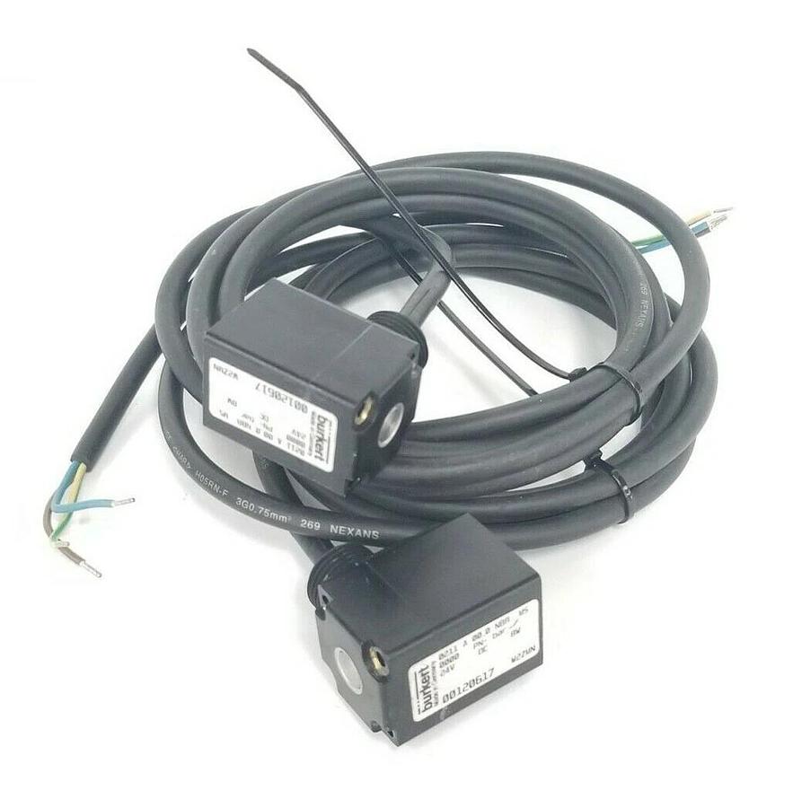 Used LOT OF 2 BURKERT 00120617 SOLENOID VALVE CONTROL HEADS 0211 A 00,0 NBR MS, 8W, 2
