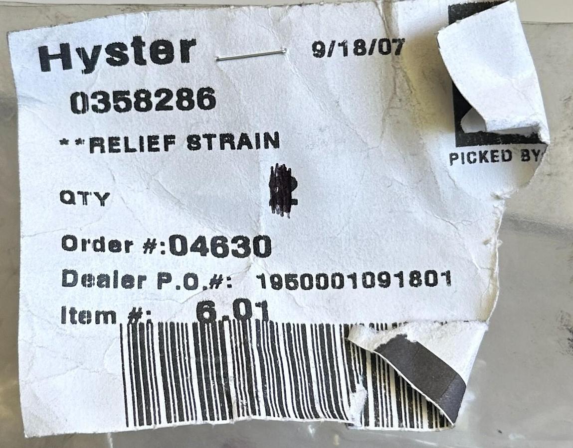 Used NEW HYSTER 0358286 / HY0358286 OEM RELIEF STRAIN FOR FORKLIFT