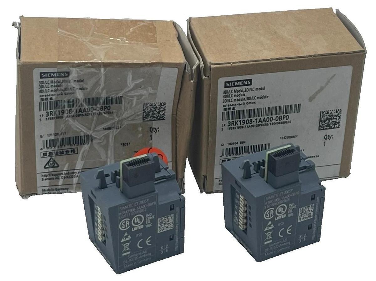 (2) Siemens 3RK1908-1AA00-0BP0 SIMATIC ET 200SP 3DI/LC Control Module, NSMP