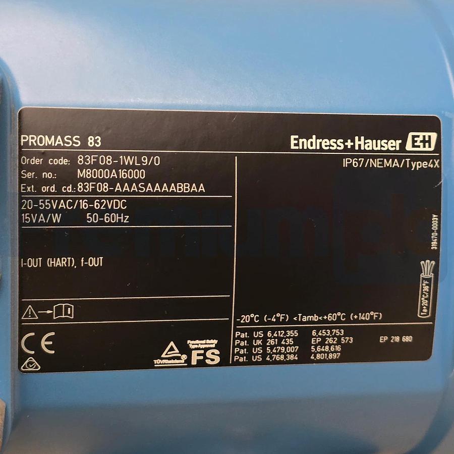 Endress+Hauser 83F08-1WL9/0 Promass 83F Flowmeter 3/8" DN08 83F08-AAASAAAABBAA