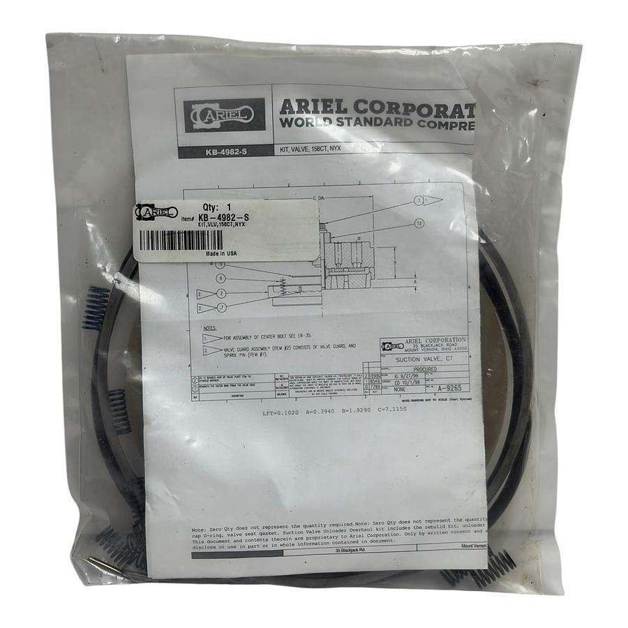 Ariel KB-4982-S Compressor Valve Kit 158CT NYX OEM Rebuild Kit New