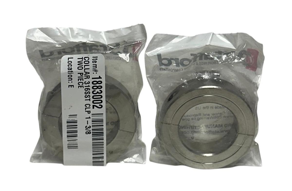 Used 2 STAFFORD 8C106 / 81951 STAINLESS STEEL CLAMP COLLARS 2PC 1-3/8'' OEM NSFS