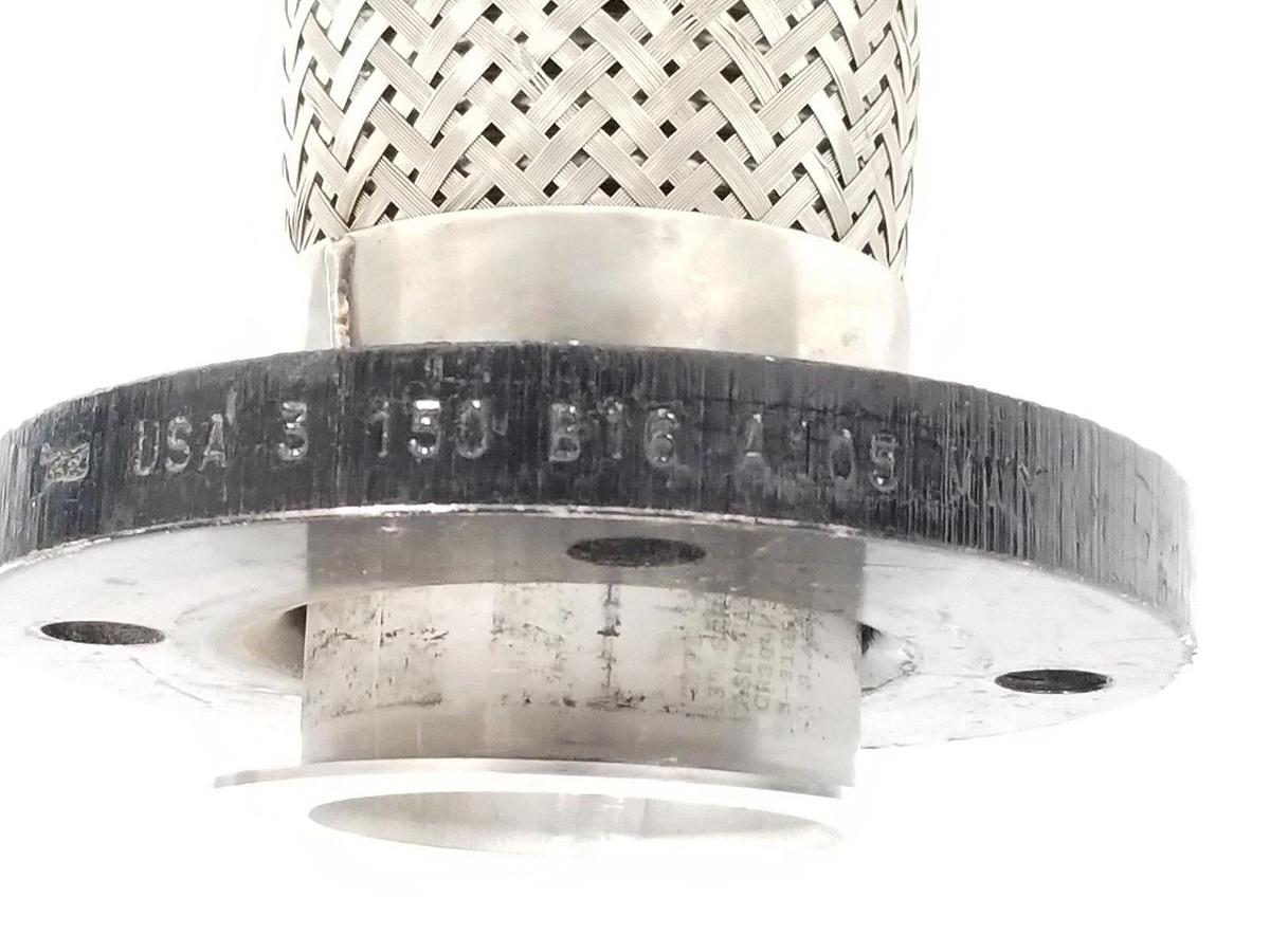 Used TLOT OF 2 GENERIC 3 150 B16 A105 MWY FLANGES W/ STAINLESS BRAIDED HOSE