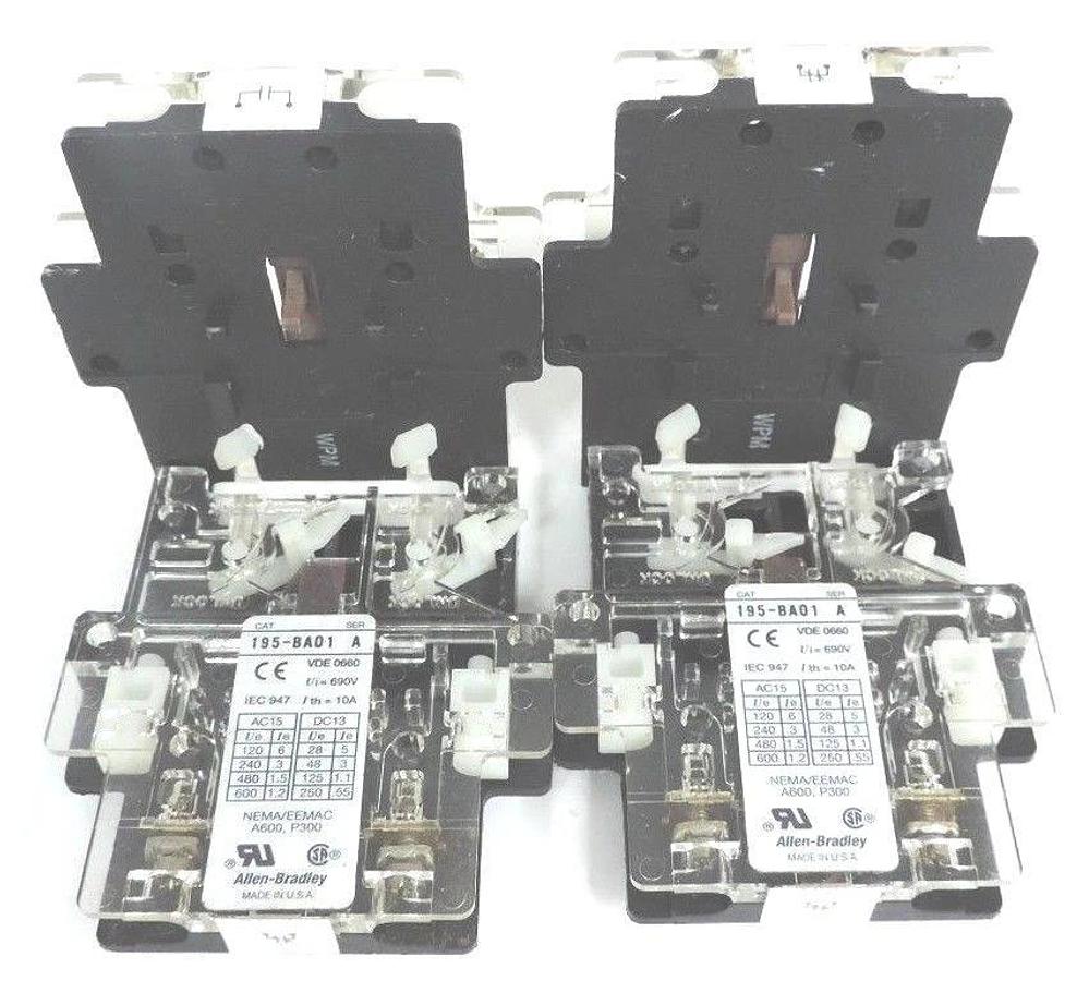 Used LOT OF 4 ALLEN BRADLEY 195-BA01 AUXILARY CONTACT SER A 195BA01