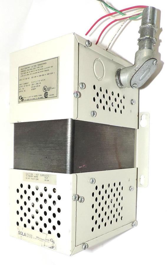 Used SOLA 23-23-125-8 SINGLE PHASE TRANSFORMER 3.2AMP 250VA 95/520V, 23231258