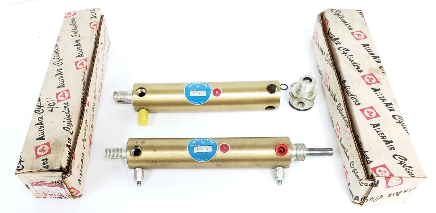 Used LOT OF 2 ALLENAIR E-1-1/2 X 5 BC-D PNEUMATIC CYLINDERS TYPE E-BC, 1-1/2" X 5"
