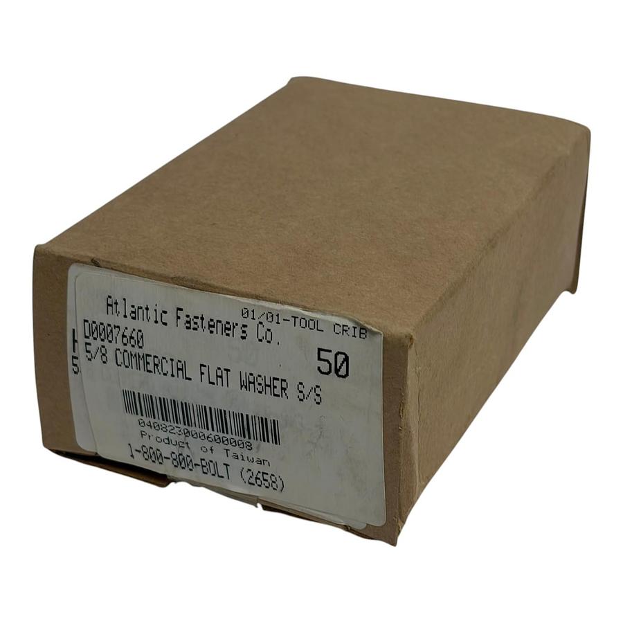 Used Atlantic Fasteners 5/8 Commercial Flat Washer Stainless Steel Box of 50