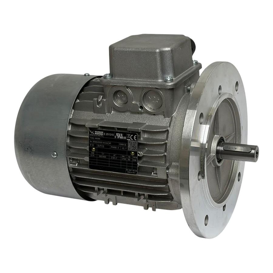 Used Valtaro Motori M80B4 3-Phase AC Electric Motor 0.75kW 1HP B5 Flange New Surplus