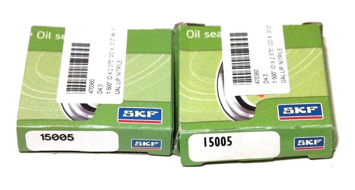 Used LOT OF 2 NIB SKF 15005 OIL SEALS 1.5" X 2.375" X 0.312" CRWA1R