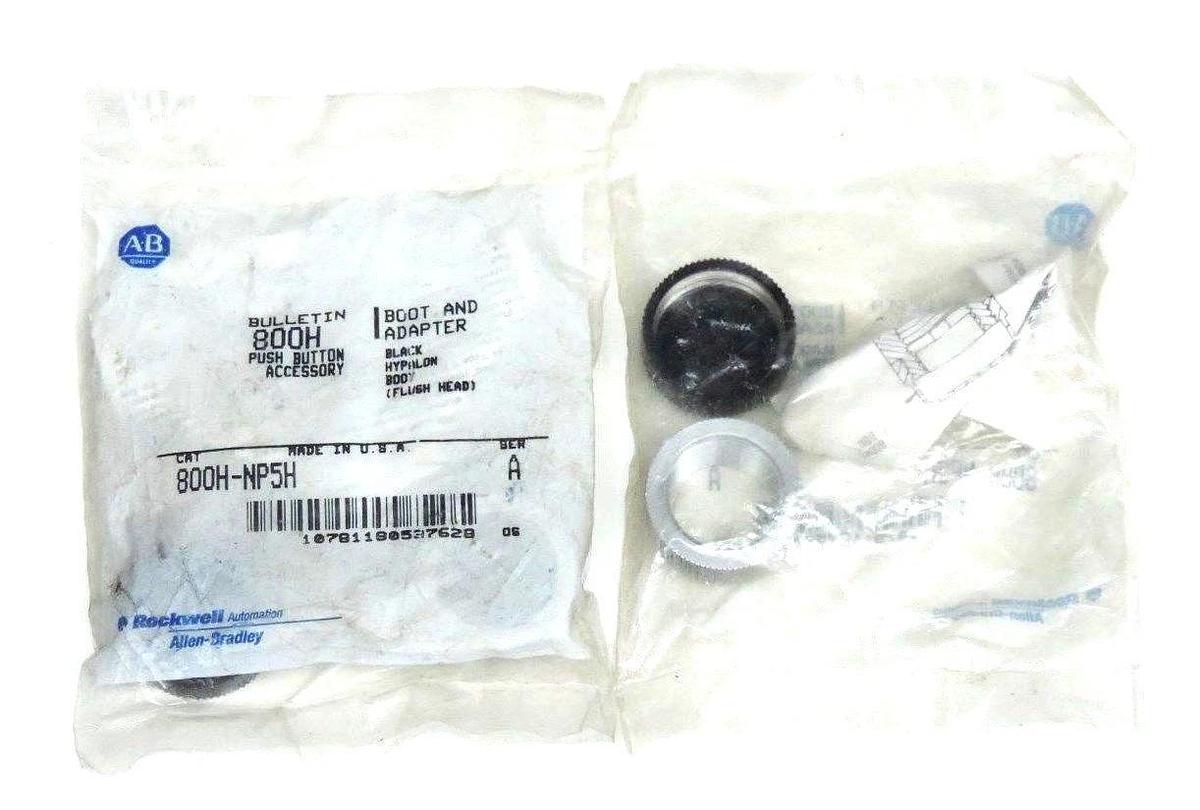Used LOT OF 2 NIB ALLEN BRADLEY 800H-NP5H SER. A BOOTS AND ADAPTERS BLACK, 800HNP5H