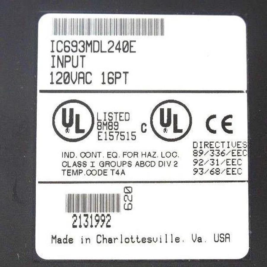 Used GE FANUC IC693MDL240E INPUT MODULE 16PT 120VAC INPUT MISSING DOOR