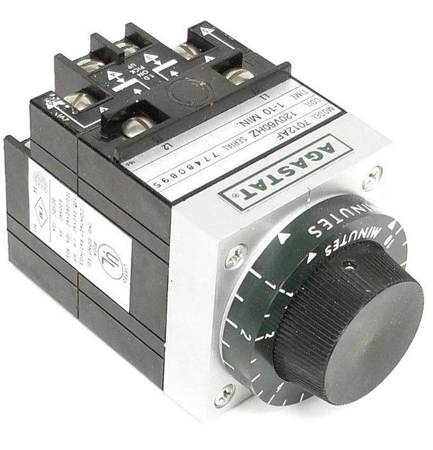 Used AGASTAT 7012-AF TIMING RELAY 1-10 MIN. 120V60HZ W/ A-3877 COIL 7012AF