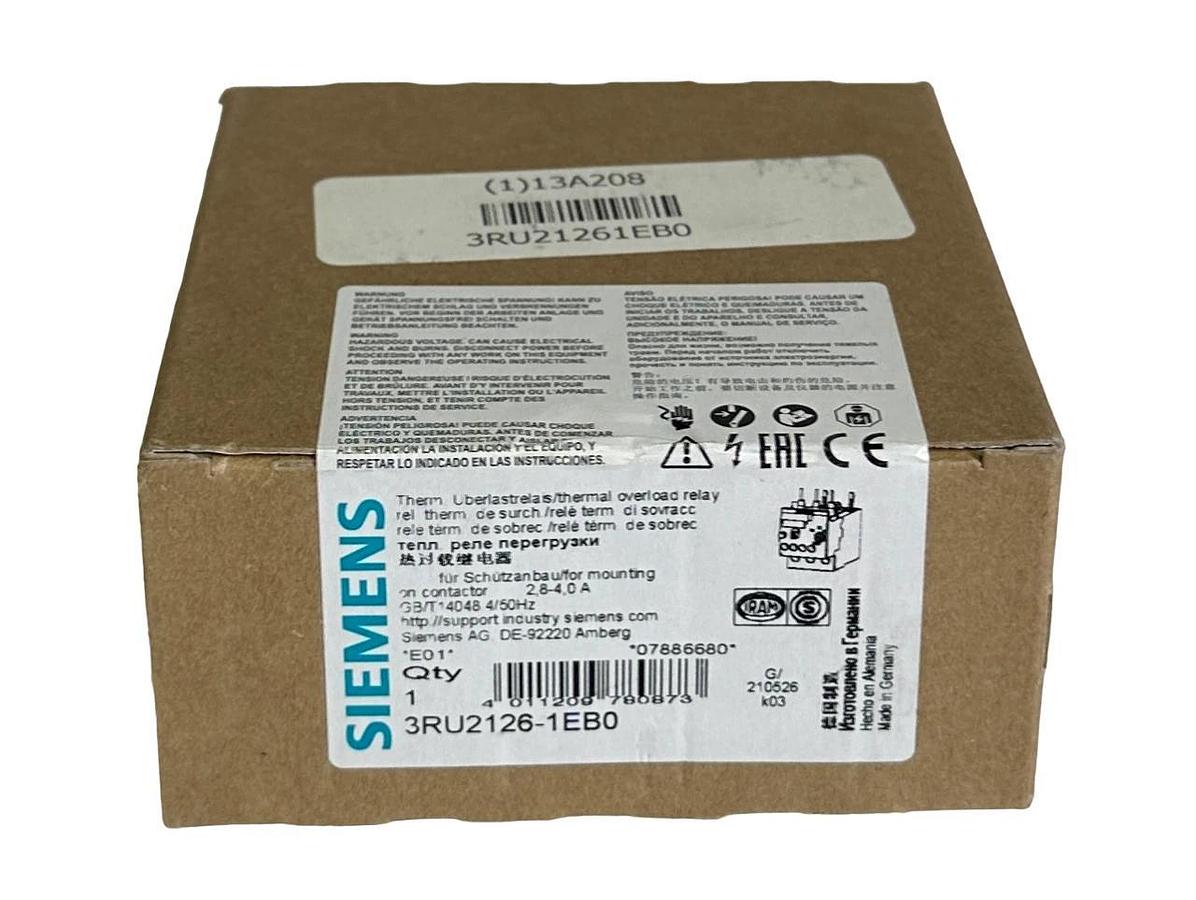 NEW SIEMENS 3RU2126-1EB0 / 3RU21261EB0 SIRIUS THERMAL OVERLOAD RELAY 2.8-4.0A