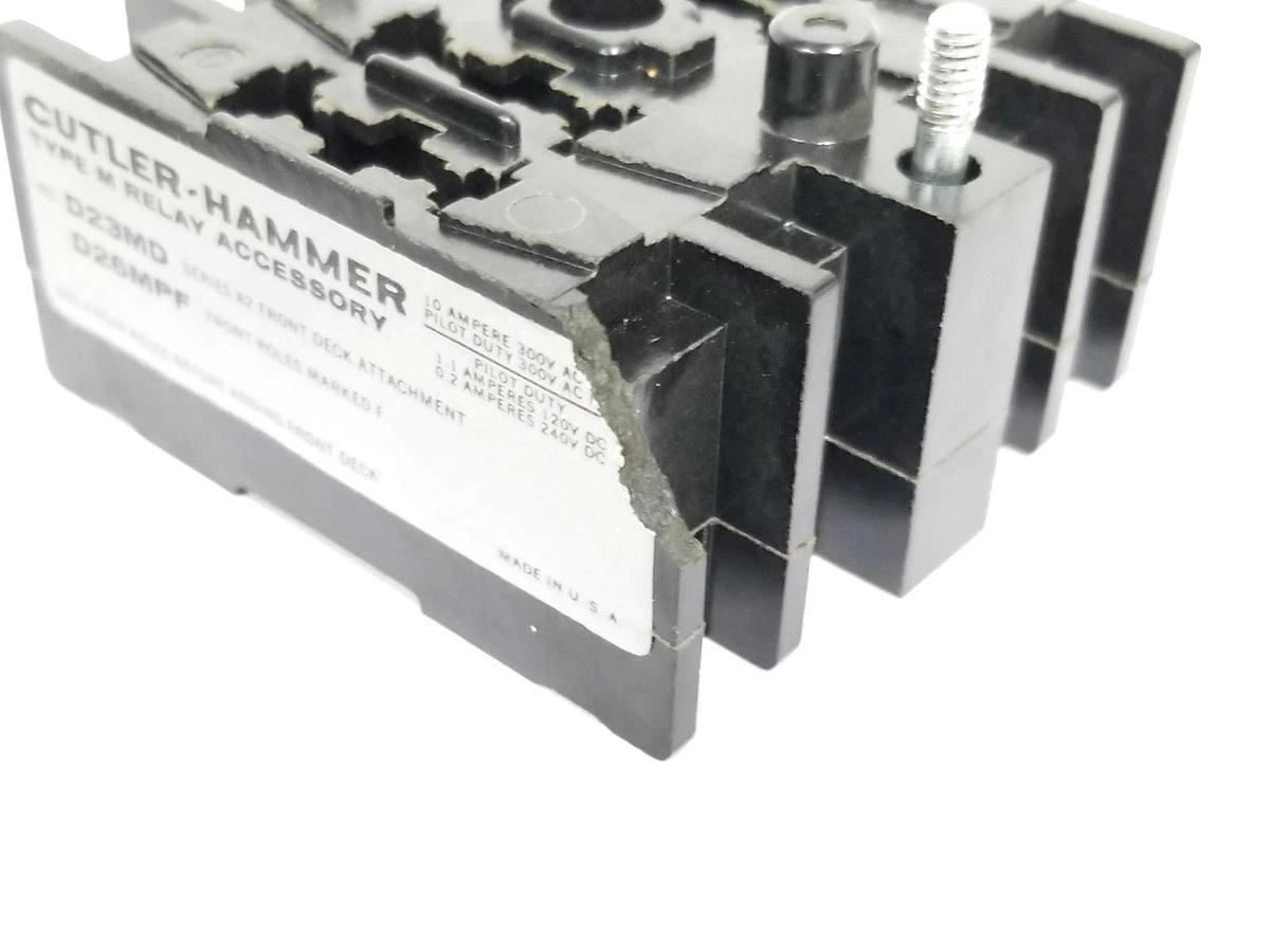 Used LOT OF 2 CUTLER HAMMER D23MD10 RELAY ACCESSORY FRONT DECKS