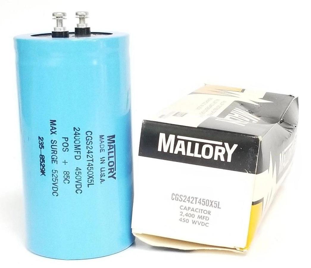 NIB MALLORY CGS242T450X5L CAPACITOR 2400 MFD, 450 WVDC