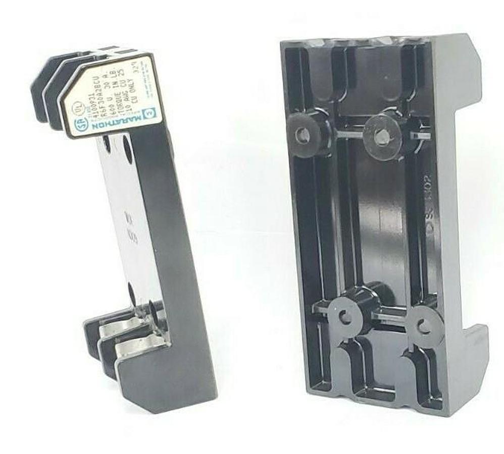 Used LOT OF 2 MARATHON 4100931 R6F30A2BCU FUSE HOLDERS, 600V, 30A