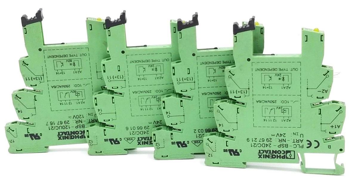 Used LOT OF 5 PHOENIX CONTACT PLC-BSC-24DC/21 TERMINAL BLOCK RELAY MODULES 2966016