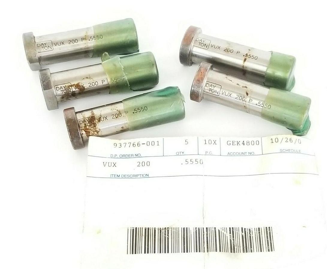Used LOT OF 5 NEW DAYTON PROGRESS VUX-200 DIE PUNCHES P .5550 VUX200 2'' IN. OAL